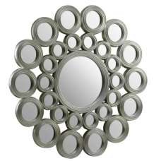 Marisa Multi Circular Design Wall Bedroom Mirror In Silver Frame - UK